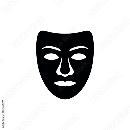 Silhouette Mask with Face Features on Transparent Background Symbol Icon