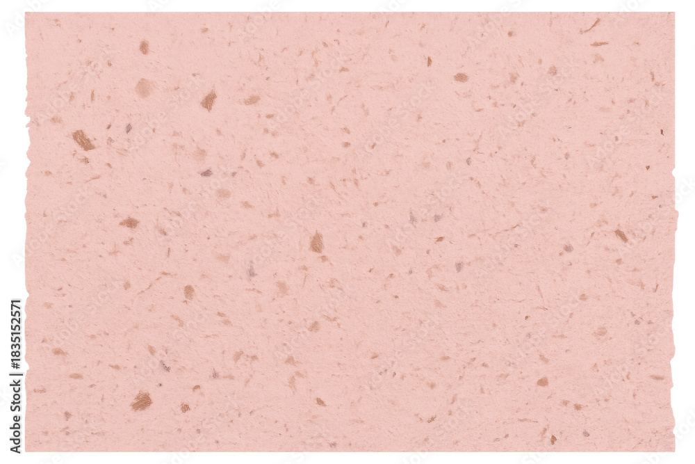 Fototapeta premium Light pink textured paper, crafted hand with specks, showing a rough edge and transparent background
