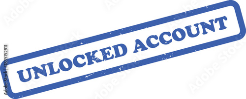 Blue Unlocked Account Stamp on White Background, Grunge Textured