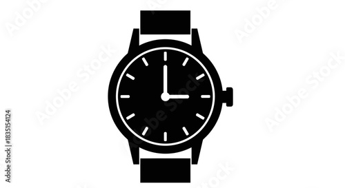 Wristwatch Icon – Classic Analog Watch Silhouette for Time and Fashion Design