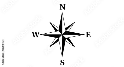 Compass Rose Icon – Navigation Direction Symbol for Maps and Travel Guides