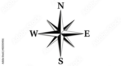 Compass Rose Icon – Navigation Direction Symbol for Maps and Travel Guides
