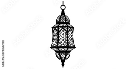 Islamic Decorative Lantern – Vintage Arabic Hanging Lamp Silhouette Design