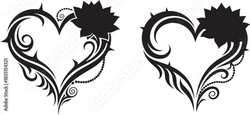 Tribal lotus heart tattoo vector illustration