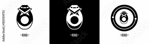 Ring logo set. Collection of black and white logos. Stock vector.