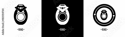 Ring logo set. Collection of black and white logos. Stock vector.