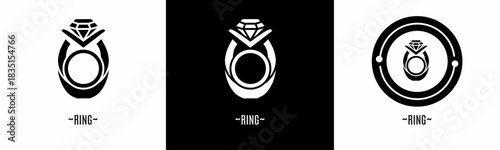 Ring logo set. Collection of black and white logos. Stock vector.