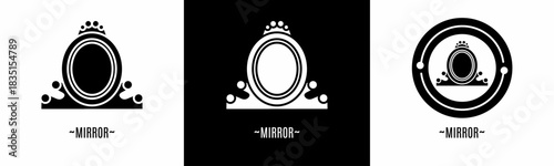 Mirror logo set. Collection of black and white logos. Stock vector.