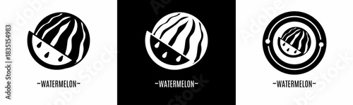 Watermelon logo set. Collection of black and white logos. Stock vector.
