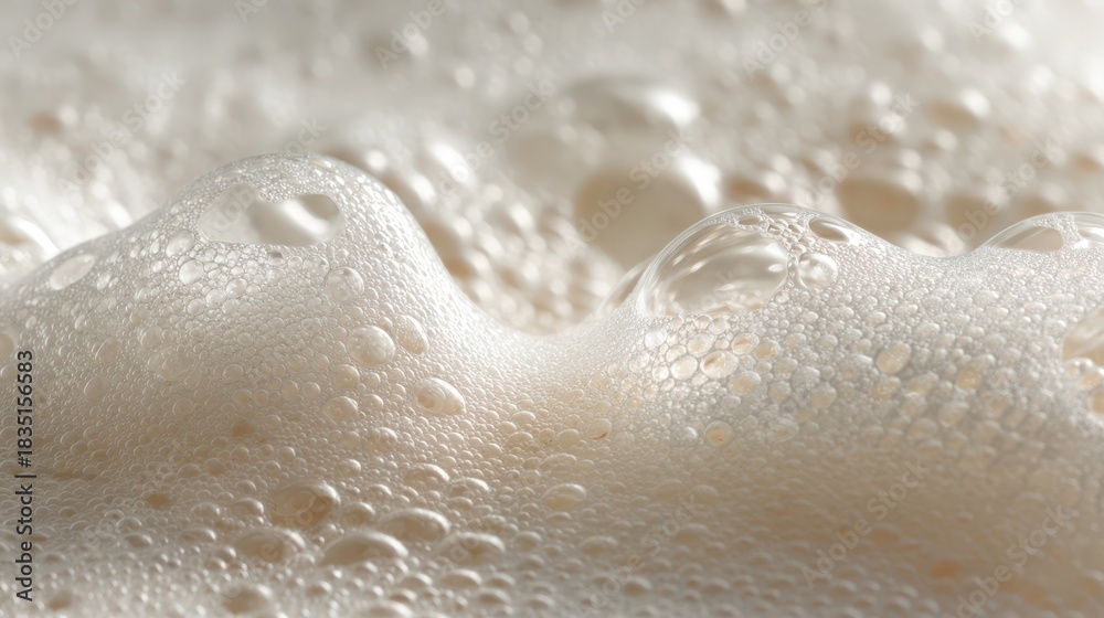 Obraz premium Soft daylight captures translucent bubbles and shimmering lather in a minimalist foam scene