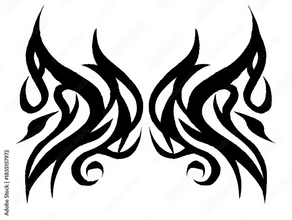 Fototapeta premium Racing Tattoo, Tribal wings tattoo design black ink on white background