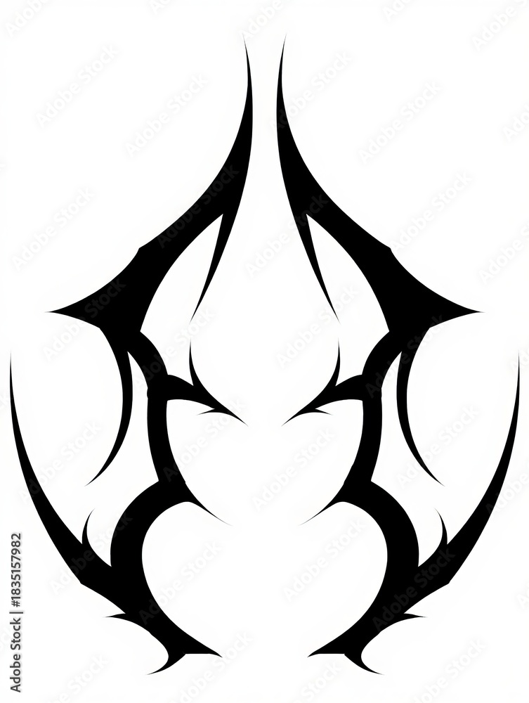 Fototapeta premium Monster Tattoo, Aggressive racing tattoo. abstract black tribal design with sharp edges and points