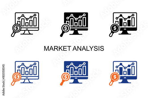 Market Analysis Icon Multi Style Vector Illustration