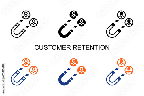 Customer Retention Icon Multi Style Vector Illustration