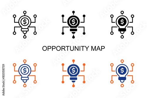 Opportunity Map Icon Multi Style Vector Illustration