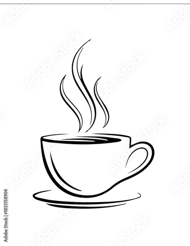 Hot cup of coffee with steam icon illustration vector for cafe and restaurant breakfast beverage