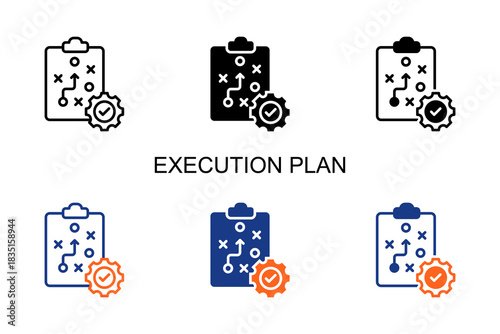 Execution Plan Icon Multi Style Vector Illustration