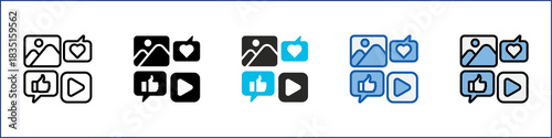 Social Media Content Single Icon Multistyle