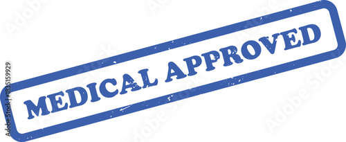 Distressed Blue Medical Approved Rubber Stamp on Transparent Background