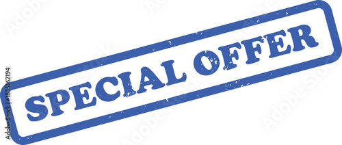 Distressed Blue Stamp Special Offer. Grunge Rubber Stamp Effect on White Design