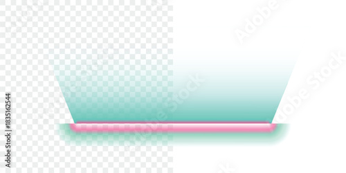 Wide glowing line, abstract blue gradient, pink base, futuristic design element, modern light effect.