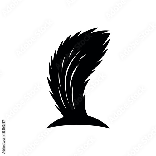 Black Silhouette of a Fluffy Animal Tail.