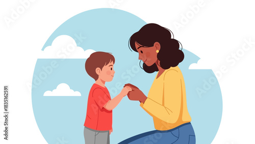 Mother and Child Interacting in a Tender Moment A Symbol of Love and Nurturing