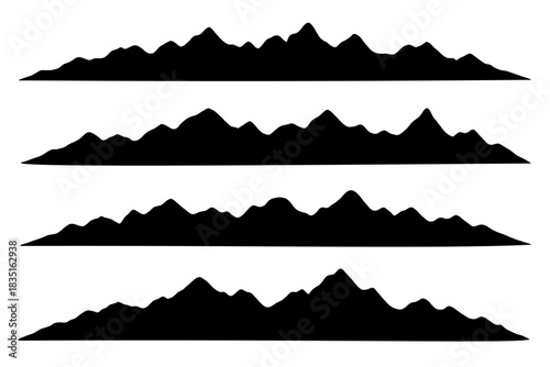 Silhouette mountains forming a long natural ridge with soft uneven peaks and clean minimal lines