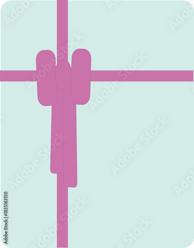 Mint Green Gift Box with Pink Ribbon (Vector Illustration)ミントグリーンのギフトボックスとピンクリボン（ベクターイラスト）