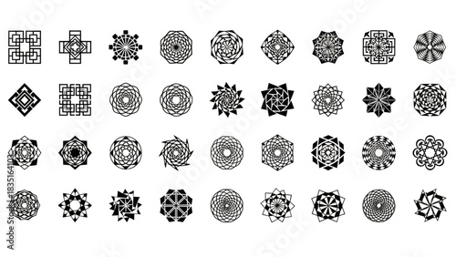 Geometric designs collection with unique intricate patterns for creative projects