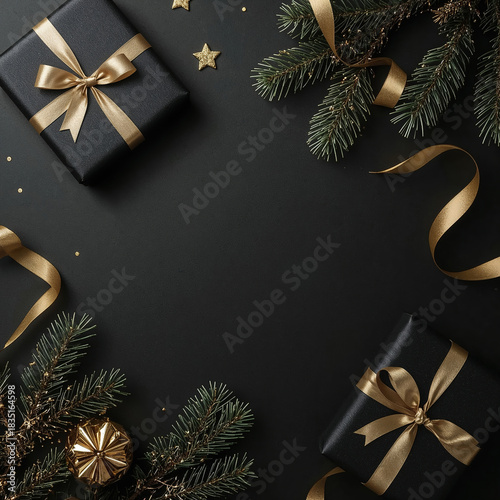 Black & Gold Luxury Christmas Flat Lay