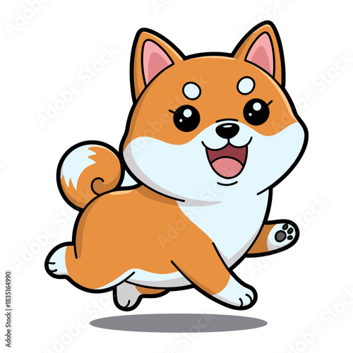 Adorable Shiba Inu Puppy Running with Joyful Expression.