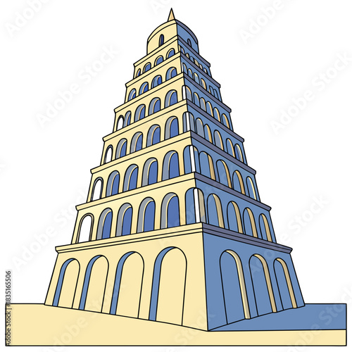 Futuristic 3D Stacked Cube Monolith Vector | Gradient Cubic Column Shape | Modern Abstract Geometry Tower | Minimal Architectural Structure | Isolated on Clean White Background