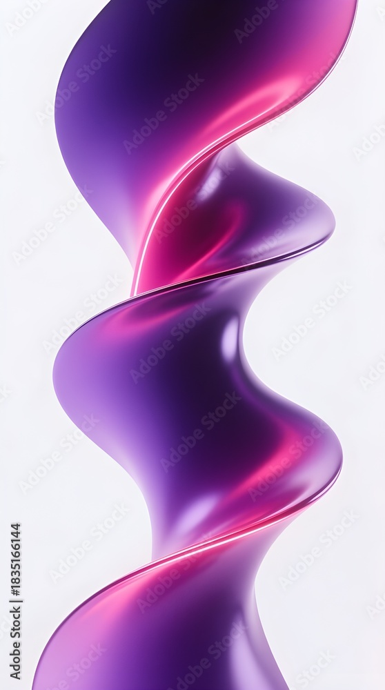 Naklejka premium Futuristic Violet Liquid 3D Spiral Background With Soft Magenta Light Glows