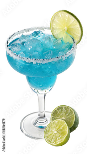 Vibrant blue margarita cocktail png: tropical refreshment, transparent, ready for summer designs isolated on transparent background