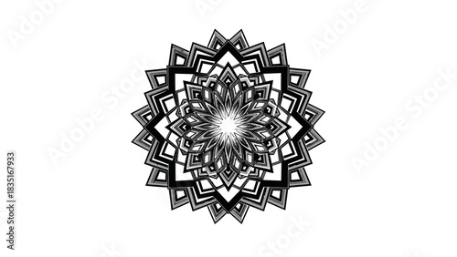 Elegant intricate black and white mandala design illustration creating a sense of harmony and