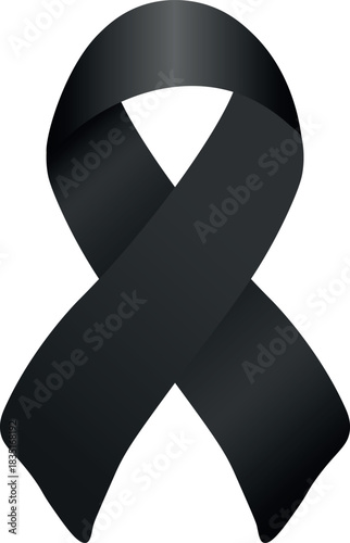 A black awareness ribbon symbolizes support and remembrance on a white background