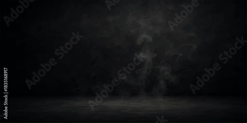 Dark grunge background with a black, smoky texture and light mist like a night sky after a storm