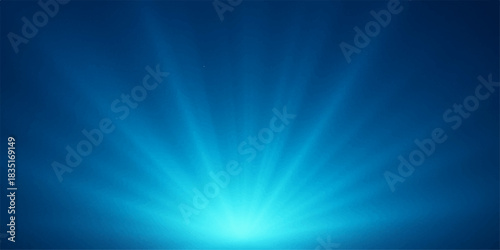 Bright blue star burst illustration of sun rays on an abstract summer sky background