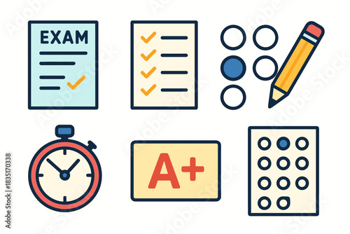 Exam and Testing Icons Set