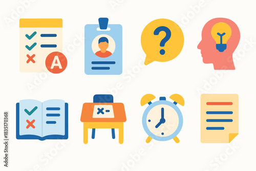 Education and learning flat icons set