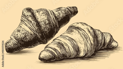 Delicious Croissant Vector Illustration for Bakery Advertisement and Menu Design