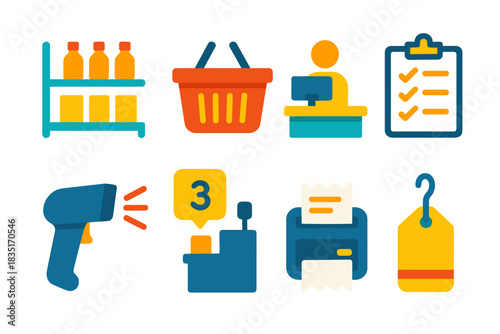 Shopping and retail flat icons set
