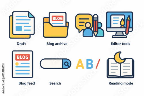 Blogging and Content Creation Icon Set