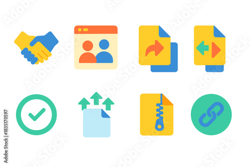 Business and Technology Flat Icons Set