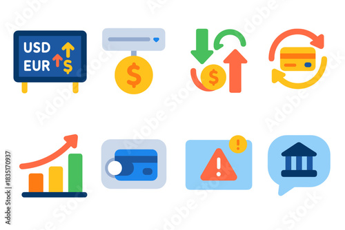 Financial and banking flat icon set