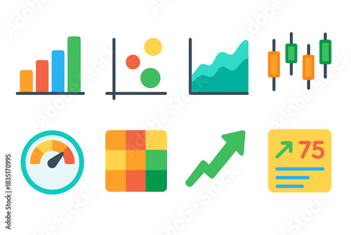 Data visualization colorful icons set