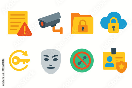 Security and Privacy Flat Icons Set