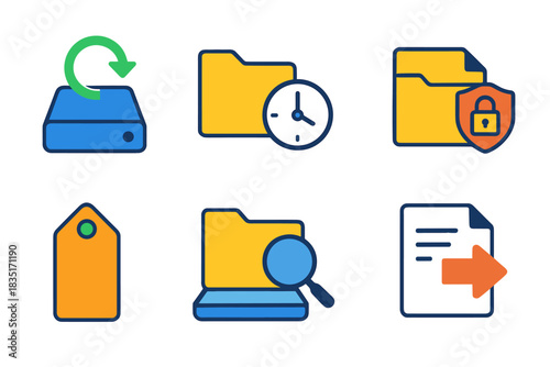 Data and Document Management Vector Icons Set