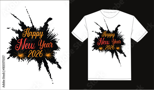 Print
Happy new year 2026 print ready typography t-shirt design
